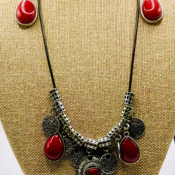 2000’s  Premier Designs Jewelry “Cayenne” design necklace and earring set. - Picture 1 of 11